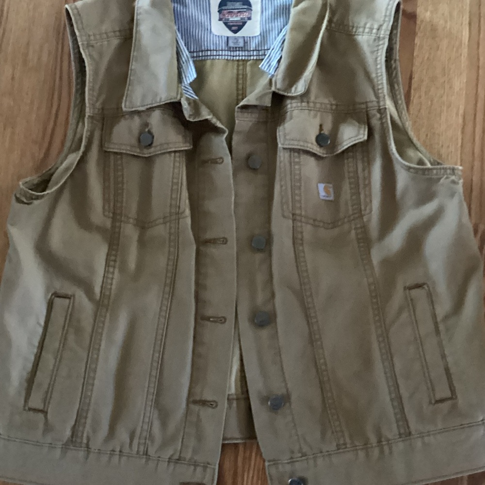 Carhartt Brown/Tan Canvas Work Vest vintage rare - Picture 6 of 9